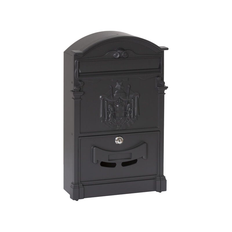 foto del prodotto residencia d-2151 n cassetta postale individuale di stile classico in alluminio, dimensione m din a4 e riviste , nero - arregui