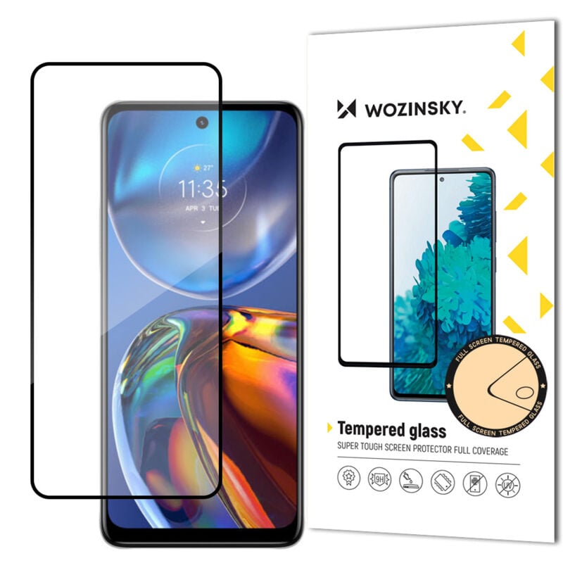 foto del prodotto resistente vetro temperato a schermo intero 9h per motorola moto e32 con cornice nera