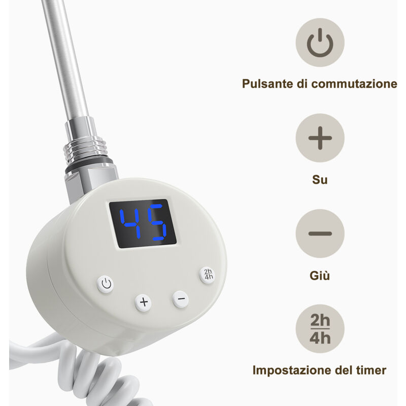 foto del prodotto resistenza elettrica per radiatore funzione di temporizzazione e termoregolazione 800w adatto per scaldasalviette con protezione contro il