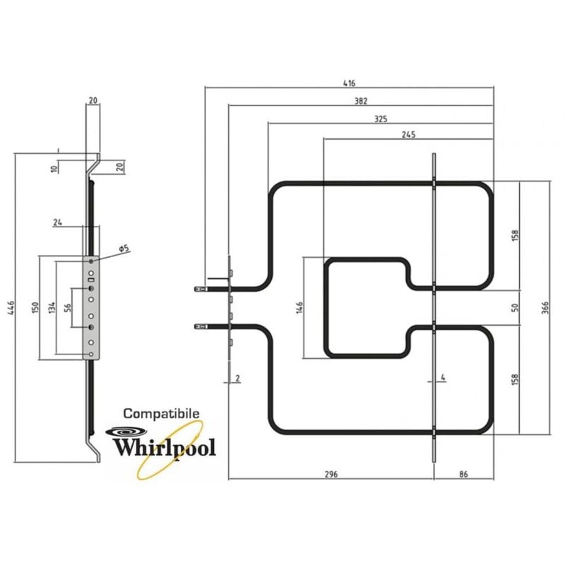 foto del prodotto resistenza grill cielo forno whirlpool 1400 watt 480121104179 compatibile