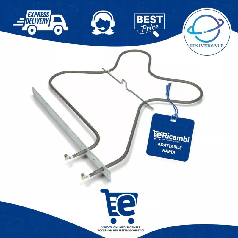 foto del prodotto resistenza inferiore base per forno grill, adattabile per nardi, dimensioni 267x321 mm flangia 310 mm 1200w 220v 040199009927 frv409br