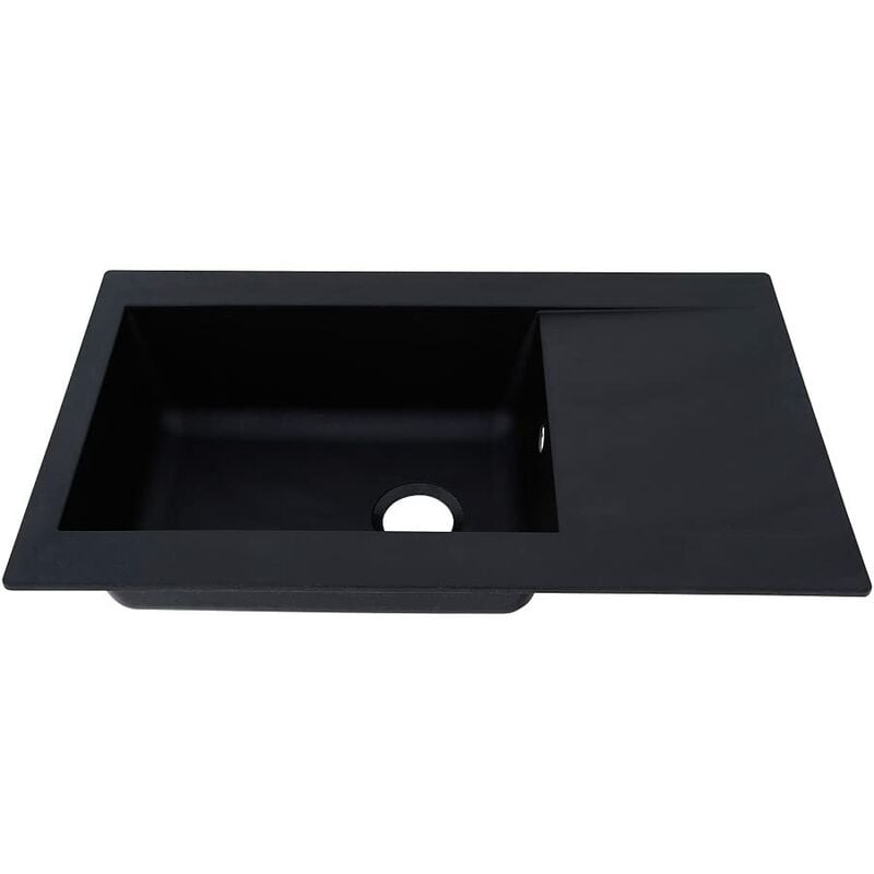 foto del prodotto respekta denver lavello in composito mineralite nero/lavello da incasso a 1 vasca da 86 x 50 cm/lavello adatto a basi da 60 cm di larghezza