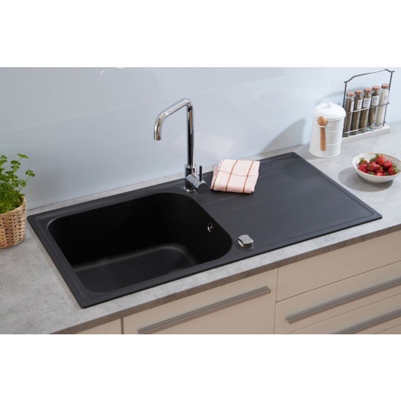 foto del prodotto respekta lavello da cucina da incasso in granito 100x50 nero orlando