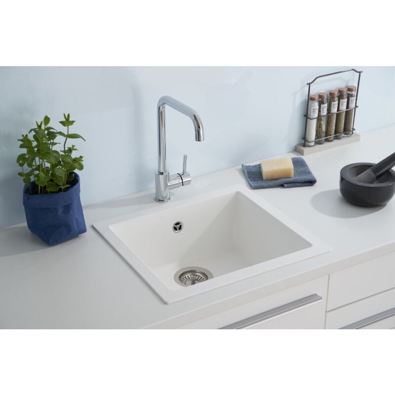 foto del prodotto respekta lavello da cucina lavello da incasso granito mineralite 50 x 44 bianco respecta ohio