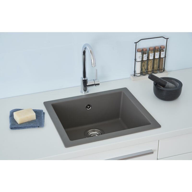 foto del prodotto respekta lavello da cucina lavello da incasso granito mineralite 50 x 44 grigio respecta ohio