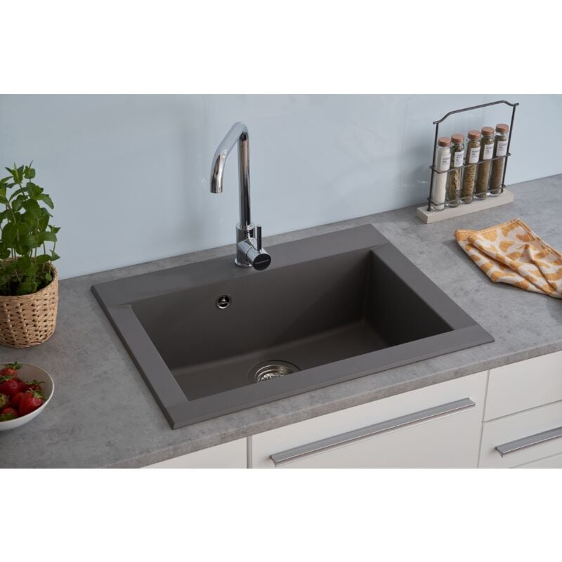 foto del prodotto respekta lavello da cucina lavello da incasso granito mineralite 66 x 50 grigio respecta ohio