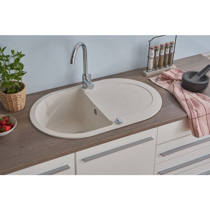 foto del prodotto respekta lavello da cucina lavello da incasso lavello in granito 79x50 bianco respecta phoenix