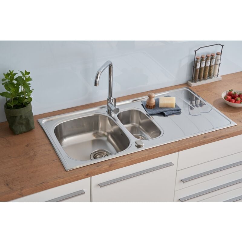 foto del prodotto respekta lavello da incasso in acciaio inox lavello da cucina lavello 100 x 50 cm miami