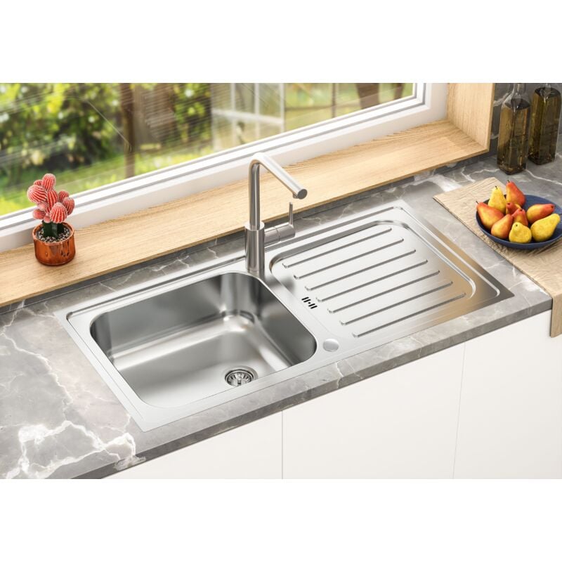 foto del prodotto respekta lavello da incasso in acciaio inox, lavello da cucina, lavello 100 x 50 cm respecta