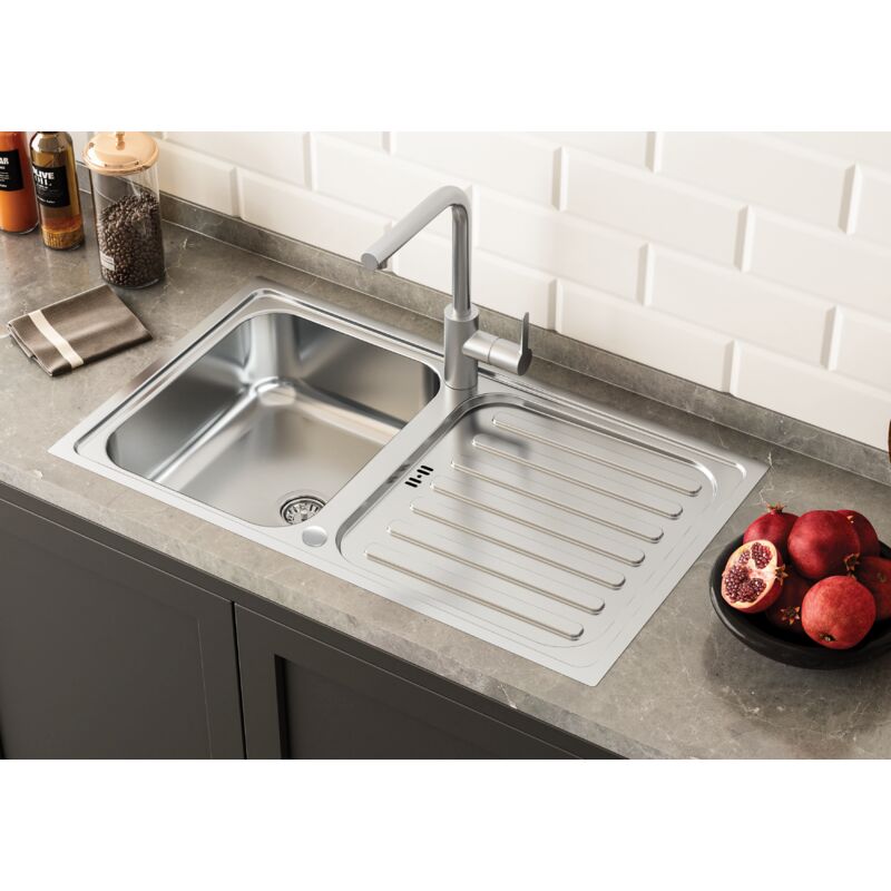 foto del prodotto respekta lavello da incasso in acciaio inox, lavello da cucina, lavello 86 x 50 cm