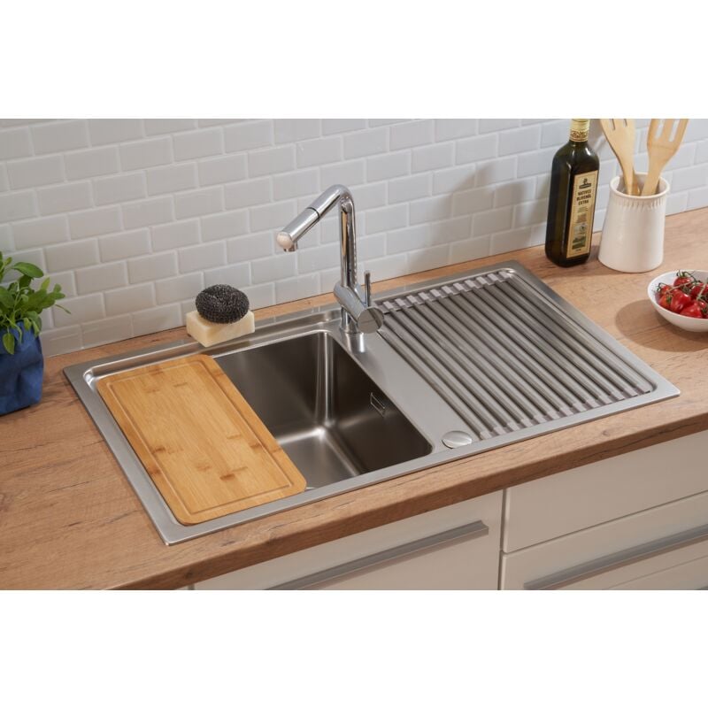 foto del prodotto respekta lavello da incasso in acciaio inox, lavello da cucina, lavello 86 x 50 cm chicago