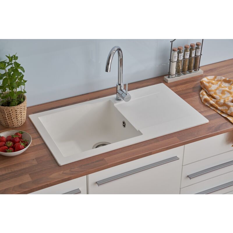foto del prodotto respekta lavello da incasso lavello da cucina granito mineralite 78 x 44 bianco respecta denver