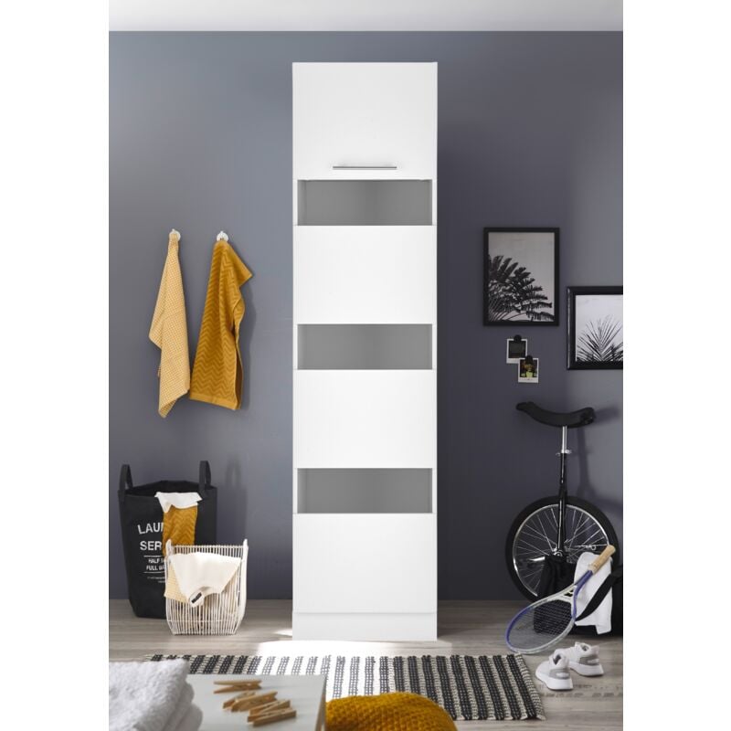 foto del prodotto respekta mobile lavanderia, mobiletto bagno, raccoglitore biancheria, stendibiancheria, 50 cm, bianco, clara respecta