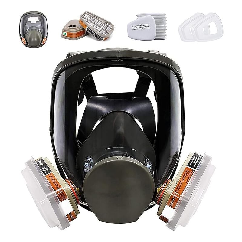 foto del prodotto respiratore facciale completo riutilizzabile, antipolvere, antiappannamento e vapori organici, maschera completa, protezione della vernice,
