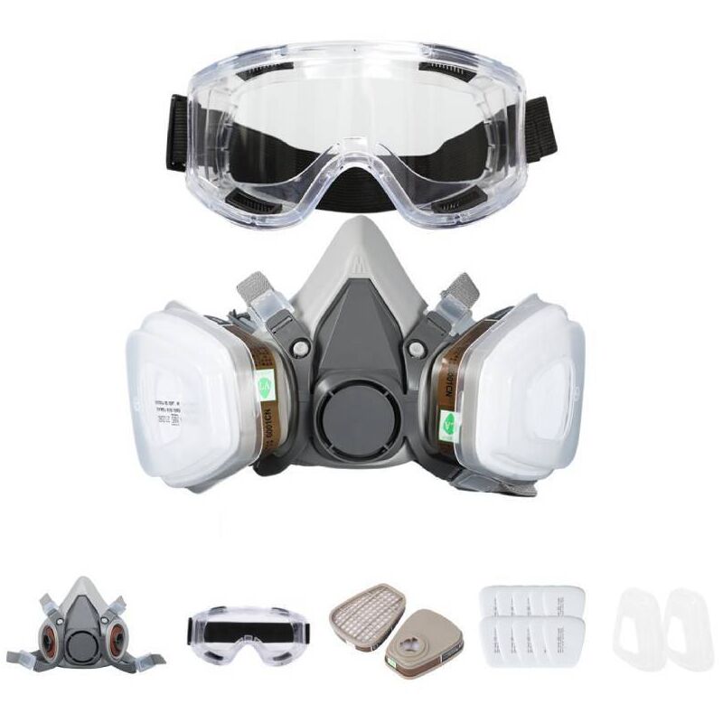foto del prodotto respiratore semimaschera riutilizzabile con filtro, respiratore professionale per la protezione da vapori chimici organici, lavorazione del legno,