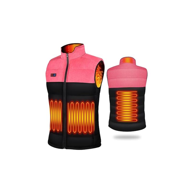 foto del prodotto resta al caldo con stile gilet riscaldato da donna, giacca elettrica usb impermeabile e lavabile 3 livelli di temperatura e 4 zone di