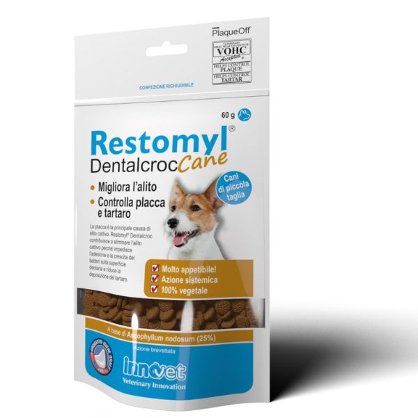 foto del prodotto restomyl dentalcroc snack per l alitosi innovet cane 60 gr 1 ordine scegli lo sconto bzr5 bzr20 200 punti fedelt 
