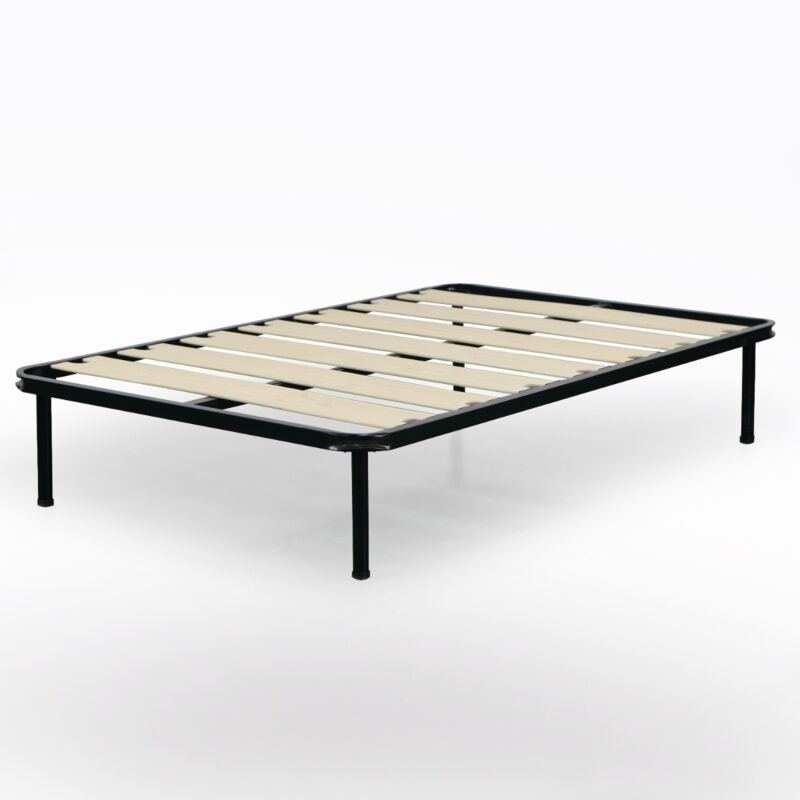 foto del prodotto rete 1 piazza e 1/2 120x190 in metallo nero con 7 doghe