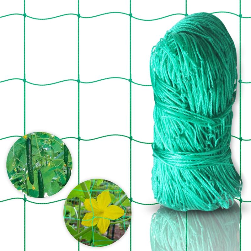 foto del prodotto rete a maglie larghe per un raccolto particolarmente buono di cetrioli, pomodori e altre verdure e piante rampicanti dimensioni 1,82 2,7 m dpzo