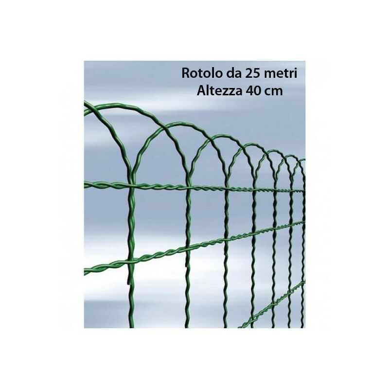 foto del prodotto rete aiuola ornamentale 40 cm altezza cavatorta rotolo 25 metri zincata verde