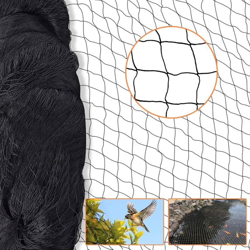foto del prodotto rete anti uccelli ymyny 15x15m rete per voliera rete protettiva nera maglia 5 x 5 cm, rete multiuso per polli