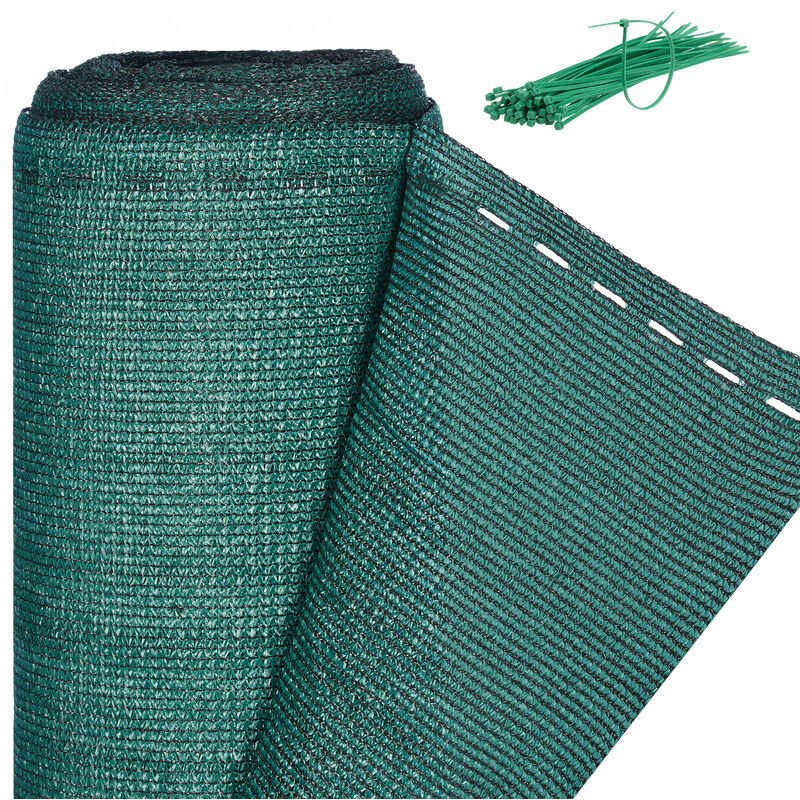 foto del prodotto rete di recinzione per recinti e ringhiere, tessuto hdpe, protezione raggi uv, resistente, 2 x 30 m, verde relaxdays