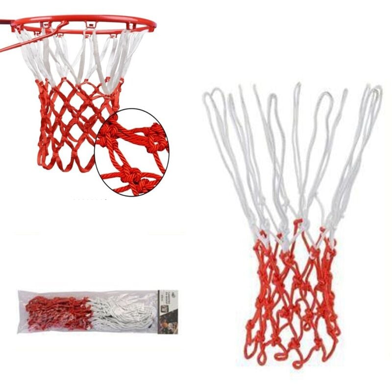 foto del prodotto rete di ricambio intrecciata per canestro da basket 48 cm rossa e bianca 94079