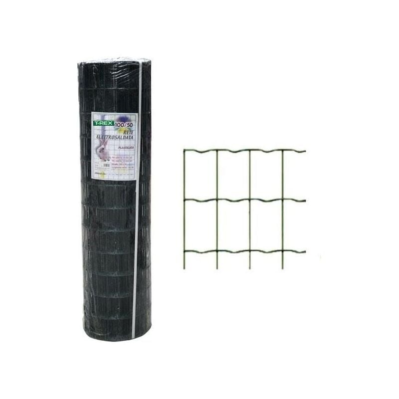 foto del prodotto rete elettrosaldata plastificata verde rotolo mt.25 maglia mm.100x50 filo mm.2,50 est. cm.150h.