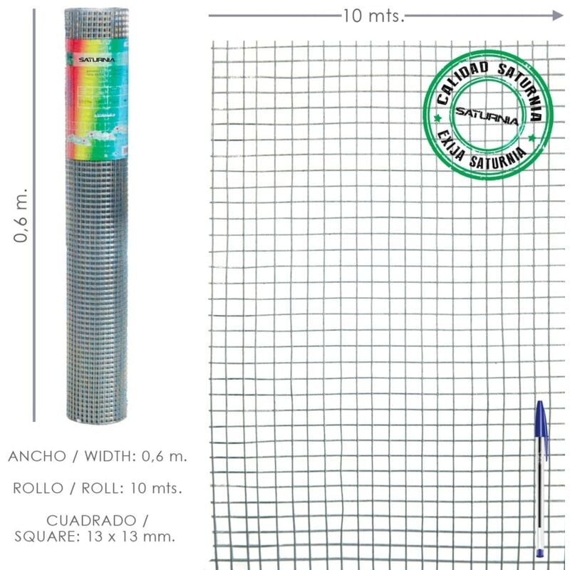 foto del prodotto rete elettrosaldata zincata 13x13 60 cm. rotola 10 metri. uso domestico