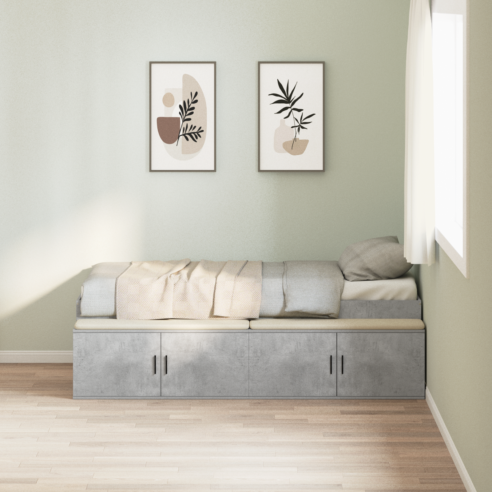 foto del prodotto rete letto grigio cemento 75x190 cm