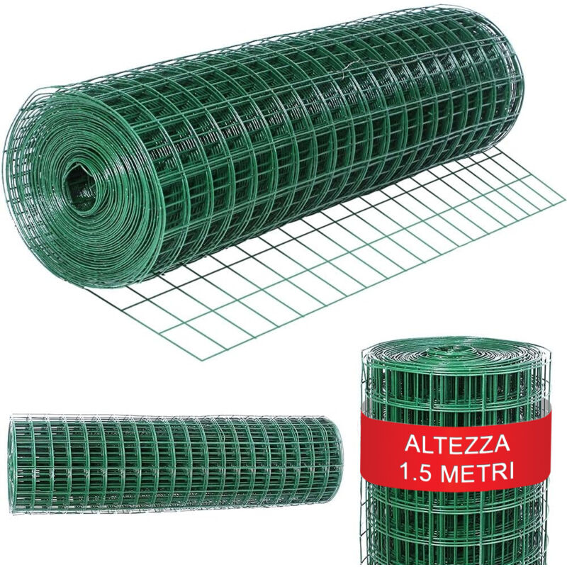 foto del prodotto rete metallica elettrosaldata 1,5 x 25 mt maglia 50x75mm zincata per recinsione