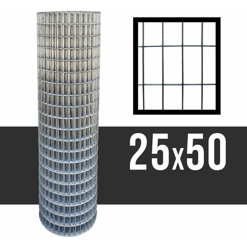 foto del prodotto rete metallica elettrosaldata 50x25 25x50 sirius 25 mt zincata h100 cm