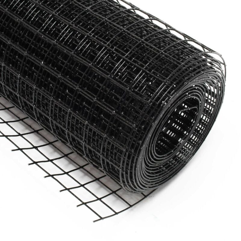 foto del prodotto rete metallica per voliera 4 angoli con rete 25 x 25 mm 50 cm x 5 m di colore nero