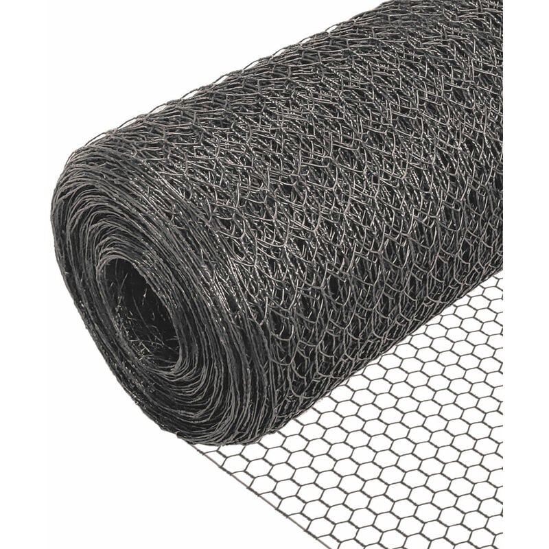 foto del prodotto rete metallica torsione tripla rivestimento in pvc, maglia esagonale 13mm, 100cm x 25m, grigio vounot
