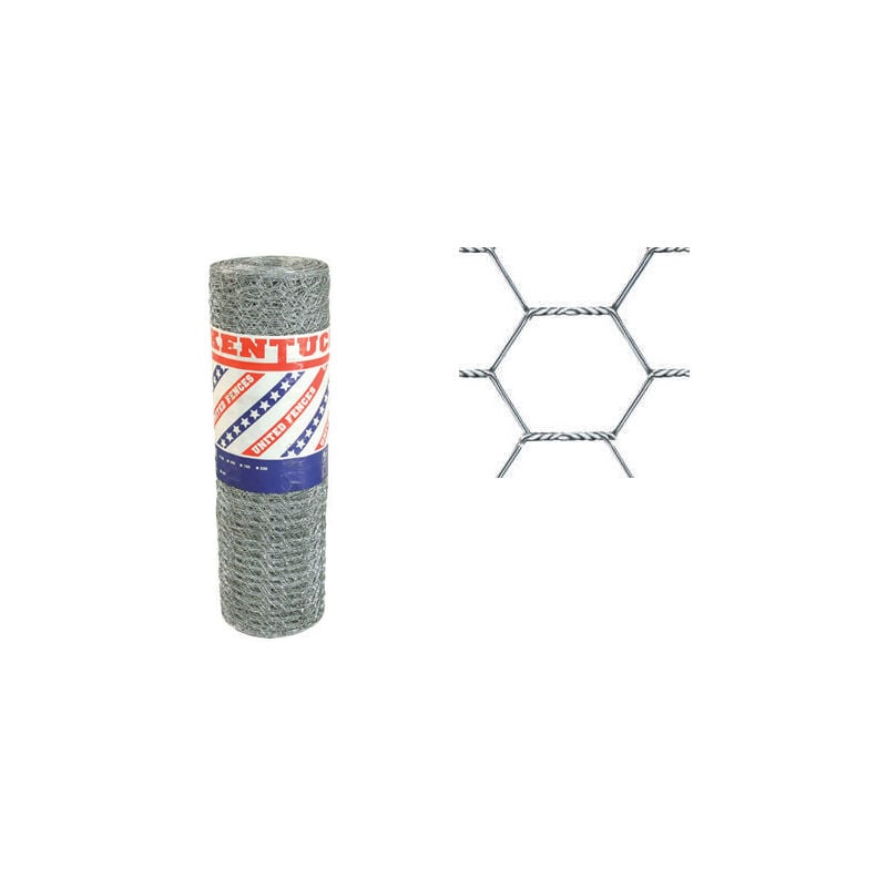 foto del prodotto rete metallica tripla torsione per recinzioni esagonale zincata kentucky rotolo 50mt maglia 51x51mm 150cm
