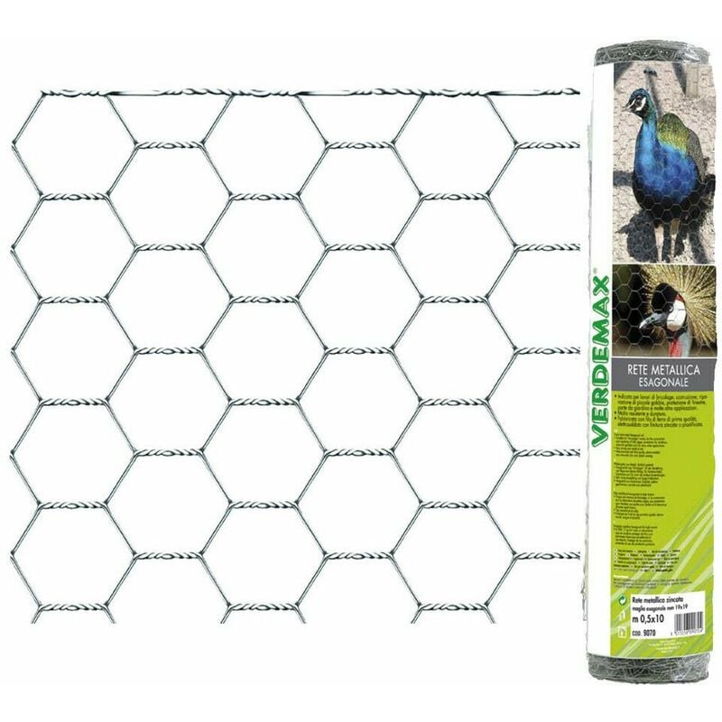 foto del prodotto rete metallica zincata rotolo 10m maglia esagonale 19mm gabbie animali galline
