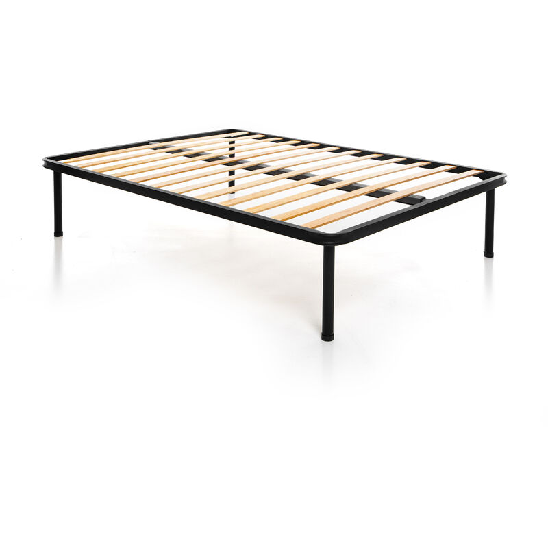 foto del prodotto rete ortopedica in acciaio a doghe per letto matrimoniale 140x190 con piedi da 25 cm, massimo sostegno 100 made in italy dolcisogni