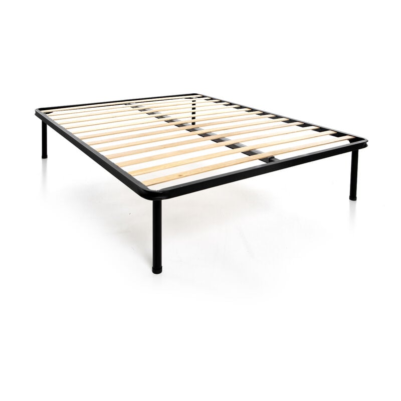 foto del prodotto rete ortopedica in acciaio a doghe per letto matrimoniale 160x200 con piedi da 30 cm, massimo sostegno 100 made in italy dolcisogni