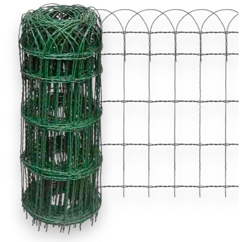 foto del prodotto rete per aiuole h65 cm zincata intrecciata e plastificata rotolo 10 mt