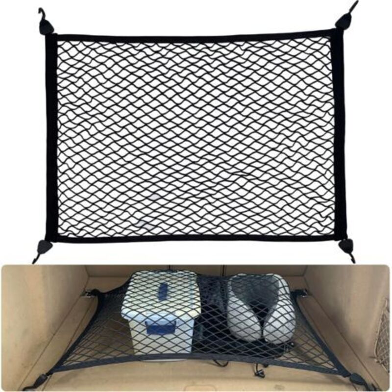 foto del prodotto rete per auto per cani, per bagagliaio di camper, 80x60 cm, estensibile fino a 160x120 cm, con 4 ganci di rinforzo resistenti, con sospensione