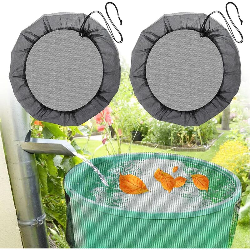 foto del prodotto rete per barili antipioggia, confezione da 2, copertura premium per barili antipioggia con coulisse, rete regolabile da 80 cm per barili antipioggia,