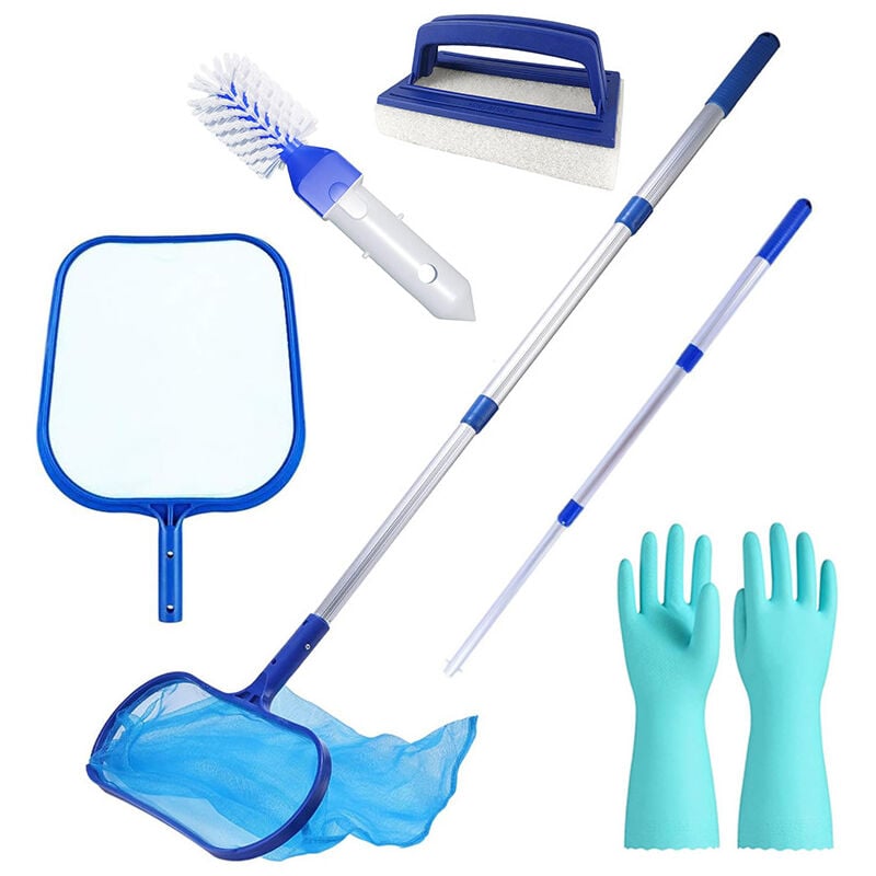 foto del prodotto rete per fondo piscina, rete per fondo piscina, rete per fondo piscina con manico telescopico, rete per fondo piscina con kit di pulizia, rete di