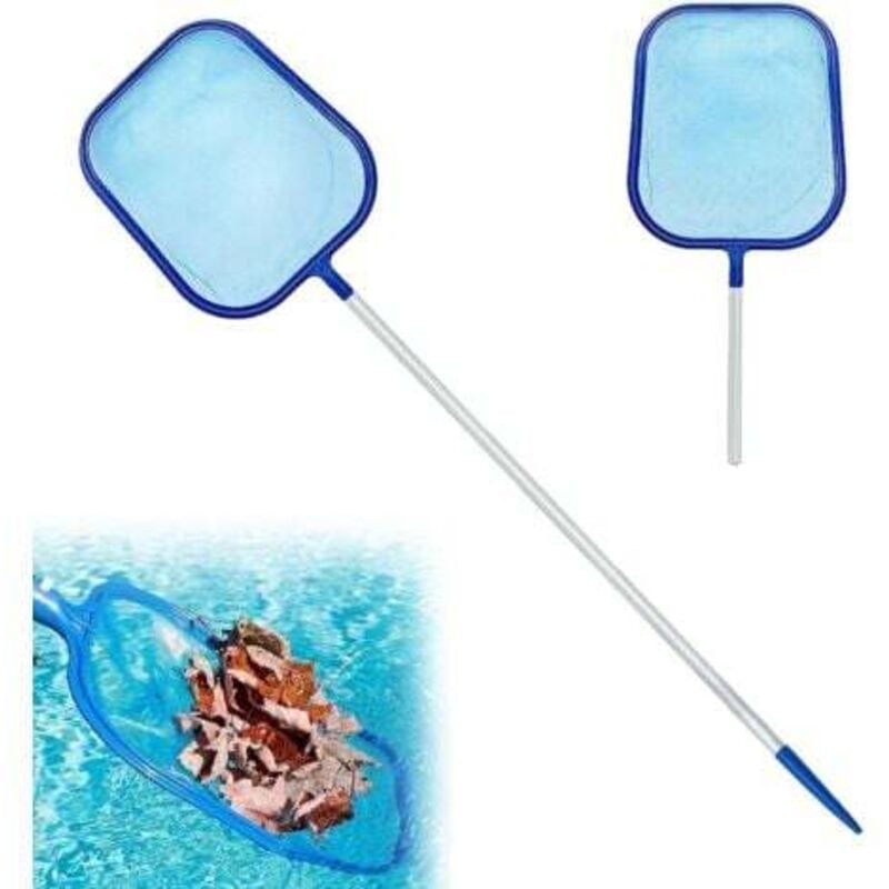 foto del prodotto rete per la pulizia della piscina, rete per la raccolta delle foglie in acque basse con asta, rete in alluminio a 5 sezioni