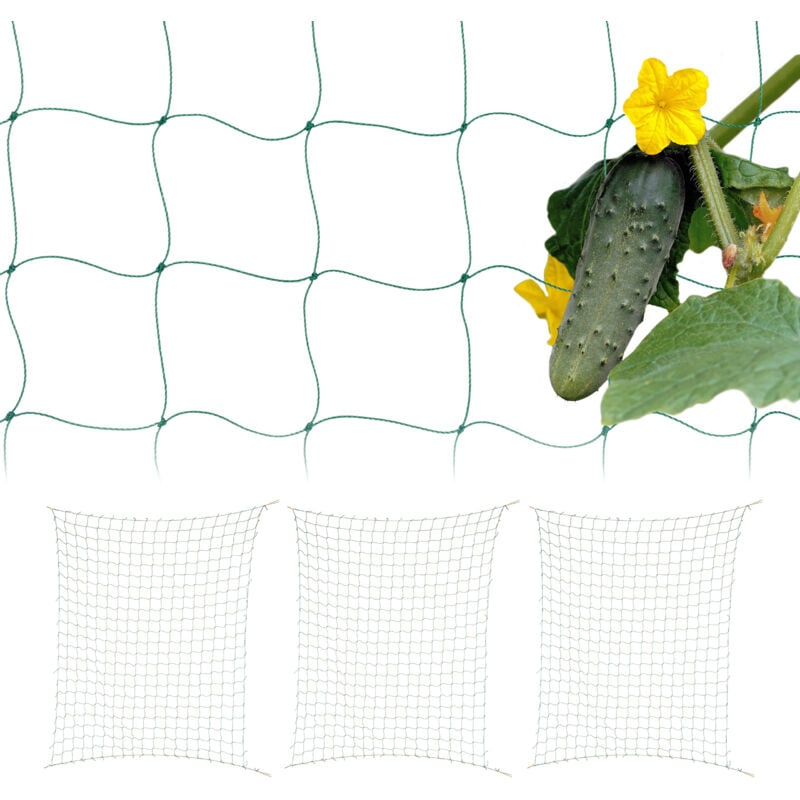 foto del prodotto rete per piante rampicanti, 4 sostegni per pomodori e cetrioli orto, supporto 200x250 cm, maglie 10cm, verde relaxdays