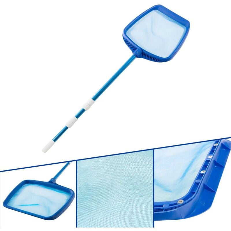 foto del prodotto rete per piscina rete foglia superficie rete con asta telescopica blu arebos