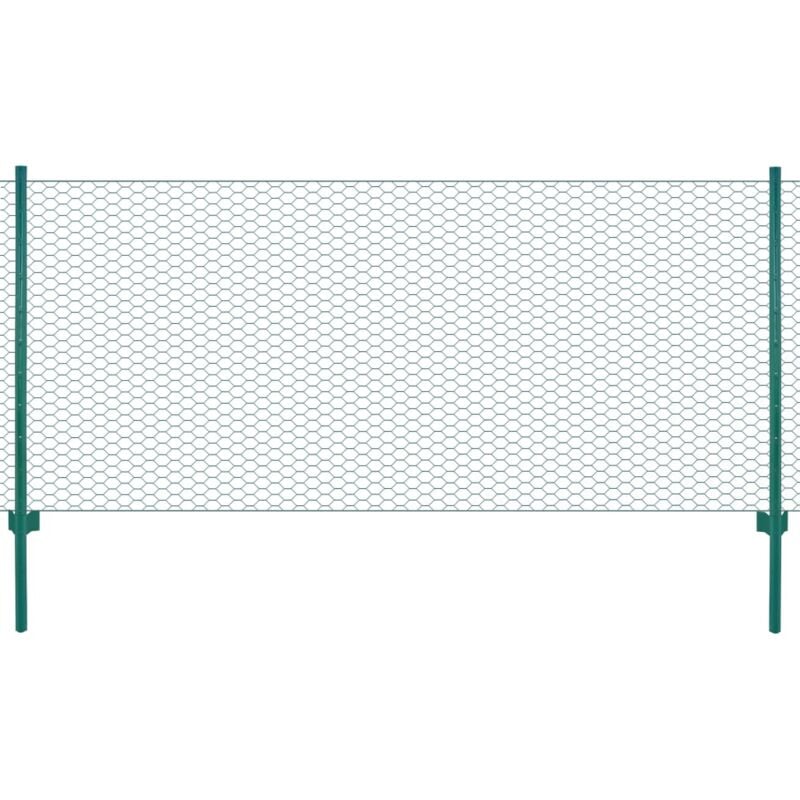 foto del prodotto rete per recinzione con pali in acciaio 25x0,5 m verde cod mxl 59133