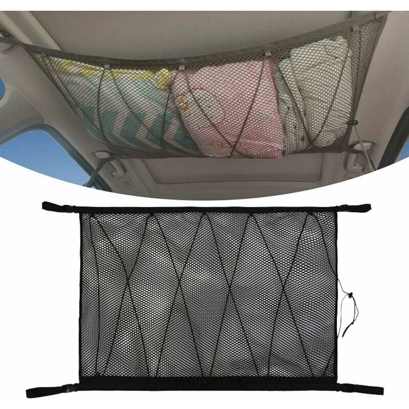 foto del prodotto rete portaoggetti per auto, borsa universale per tetto auto con cerniera, rete portaoggetti nera per suv, organizer per bagagli da soffitto per auto