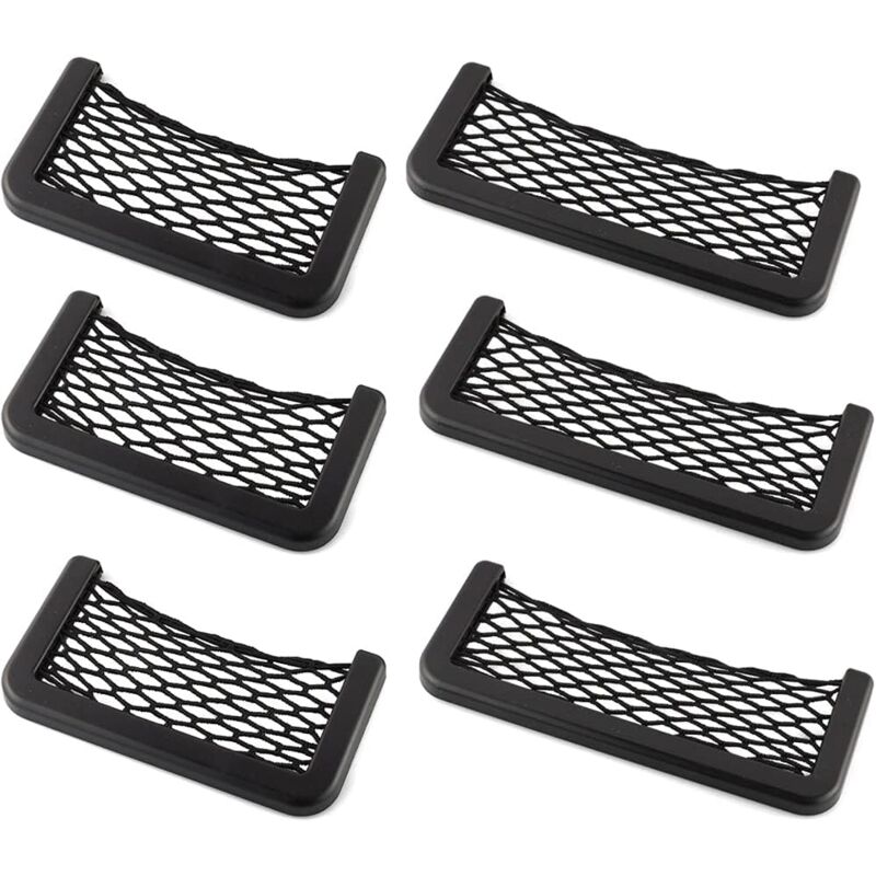 foto del prodotto rete portaoggetti per auto, set da 6 pezzi, organizer per bagagliaio nero, rete portaoggetti per auto