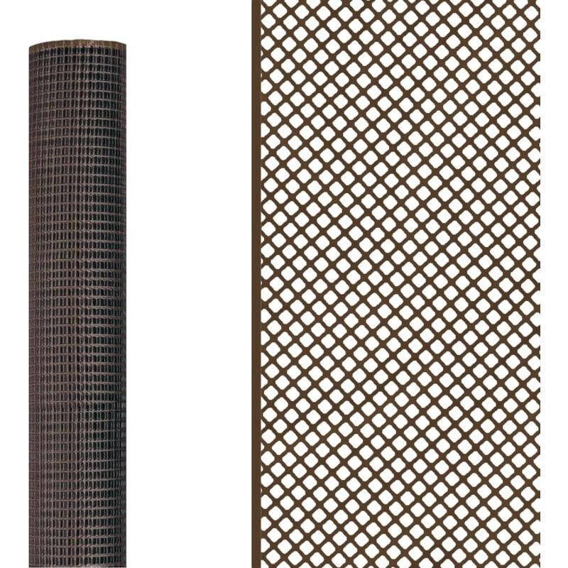 foto del prodotto rete protettiva quadra in plastica, maglia 10x10 mm, h. 1 metro, fascette in omaggio 1x25 mt, marrone acquaverde