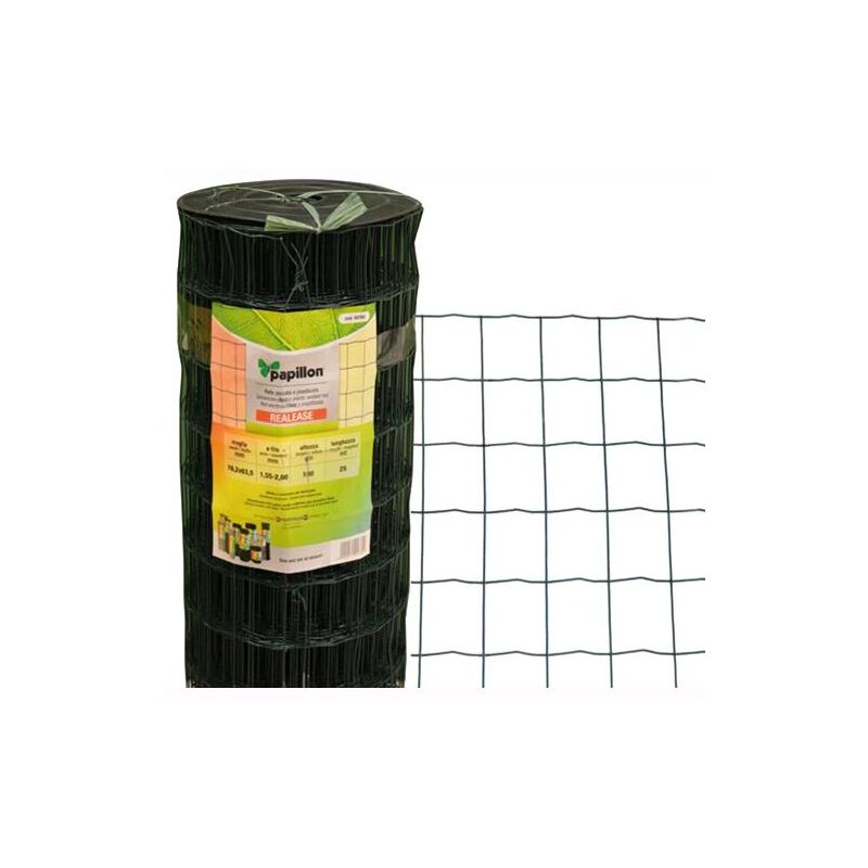 foto del prodotto rete zincata finitura pvc papillon elettrosaldata 76x63 h100 25mt plasticata sgs
